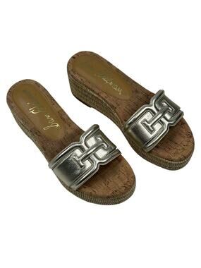 Sam Edelman Pauleena Espadrille Platform Sandals Gold Leather Size 8.5M New $120